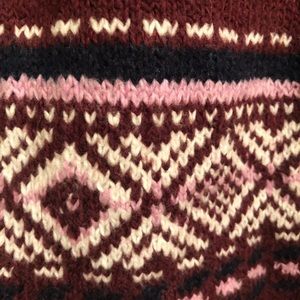 Long sleeve tribal print knit lace up sweatshirt